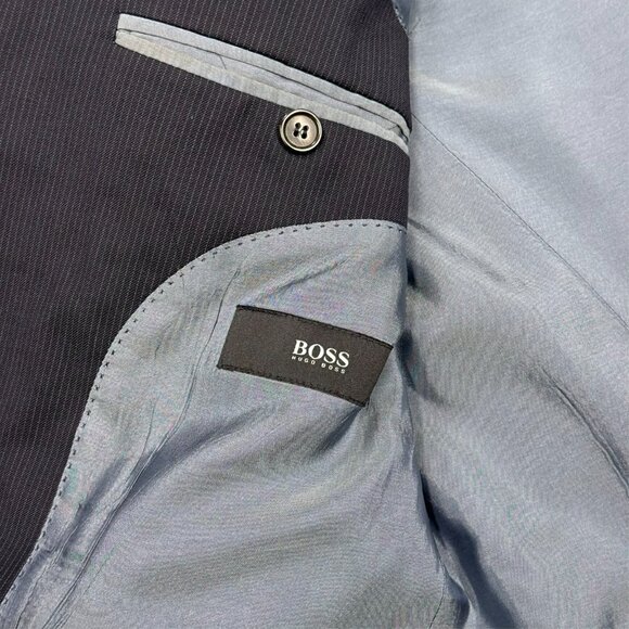 Hugo Boss Suit 2pc Pinstripe Wool Navy Blue "Gable/Vegas" 40 R 36x30 - Picture 7 of 12
